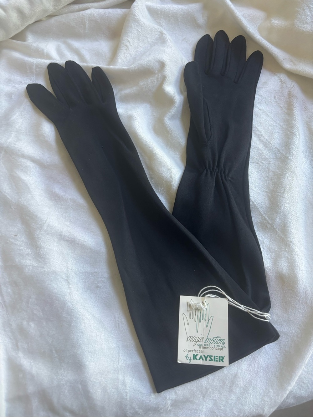 Kayser Long Black Formal fabric opera, ballet prom Homco Magic Motion Gloves